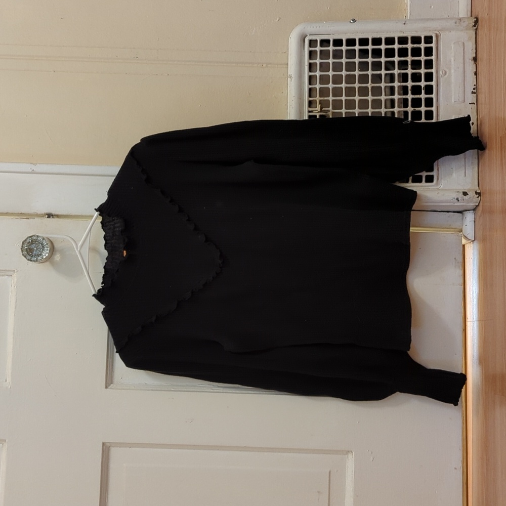 Free People Mock Neck Black Sweater